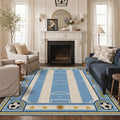 GENIMO 8'x10' Area Rug for Living Room, Washable Rug Non Slip Soft Azure Gold Soccer Field Rug for Bedroom Dining Room Home Office, Azure Gold