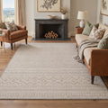 GENIMO 5'x7' Area Rug for Living Room, Washable Non Slip Soft Boho Geometric Rug for Bedroom Dining Room Home Office, Linen Beige