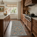 GENIMO 2'x7' Runner Rug, Washable Non Slip Soft Vintage Floral Hallway Runner for Kitchen Entryway Laundry Room, Dusty Blue