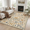 GENIMO 5'x7' Area Rug for Living Room, Washable Non Slip Soft Kids Rug for Bedroom Dining Room Home Office, Warm Beige