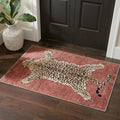 GENIMO 2'x3' Area Rug, Washable Non Slip Soft Animal Print Indoor Door Mat for Entryway Kitchen Laundry Room, Dusty Rose