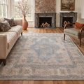 GENIMO 5'x7' Area Rug for Living Room, Washable Non Slip Soft Vintage Persian Rug for Bedroom Dining Room Home Office, Dusty Blue