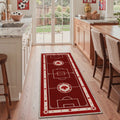 GENIMO 2'x7' Runner Rug, Washable Rug Non Slip Soft Maple Leaf Soccer Field Hallway Runner for Kitchen Entryway Laundry Room, Dusty Crimson