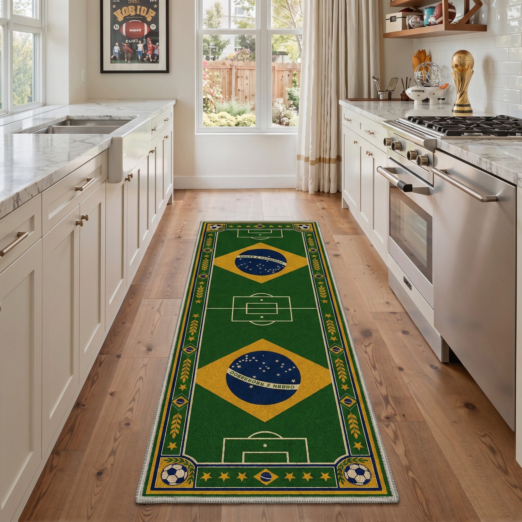 GENIMO 2'x7' Runner Rug, Washable Rug Non Slip Soft Amazon Green Soccer Field Hallway Runner for Kitchen Entryway Laundry Room, Amazon Green