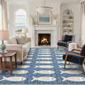 GENIMO 8'x10' Area Rug for Living Room, Washable Non Slip Soft Fish Print Rug for Bedroom Dining Room Home Office, Washed Blue