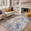 GENIMO 5'x7' Area Rug for Living Room, Washable Non Slip Soft Abstract Rug for Bedroom Dining Room Home Office, Blue Greige