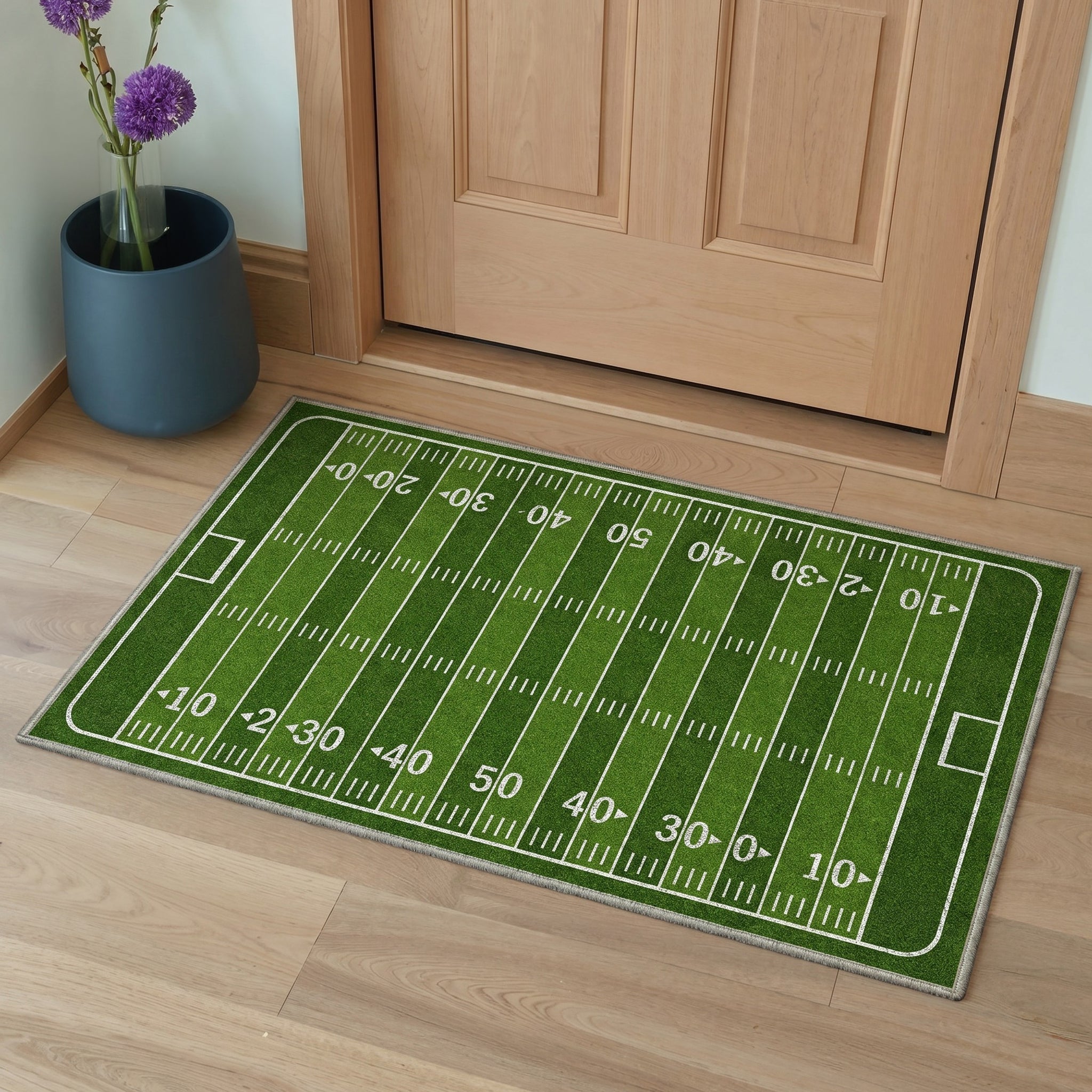 GENIMO 2'x3' Area Rug, Washable Rug Non Slip Soft Football Field Indoor Door Mat for Entryway Kitchen Laundry Bathroom, Lawn Green