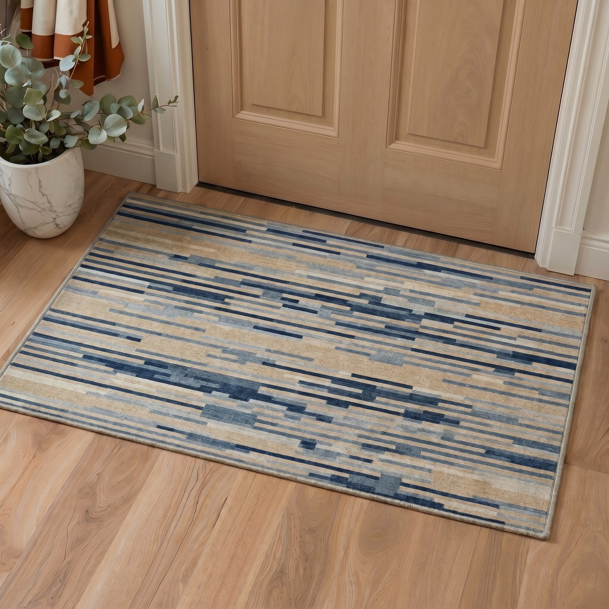 GENIMO 2'x3' Area Rug, Washable Non Slip Soft Modern Indoor Door Mat for Entryway Kitchen Laundry Room, Sand Blue