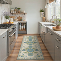 GENIMO 2'x7' Runner Rug, Washable Non Slip Soft Floral Birds Hallway Runner for Kitchen Entryway Laundry Room, Dusty Blue
