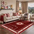 GENIMO 5'x7' Area Rug for Living Room, Washable Rug Non Slip Soft Maple Leaf Soccer Field Rug for Bedroom Dining Room Home Office, Dusty Crimson