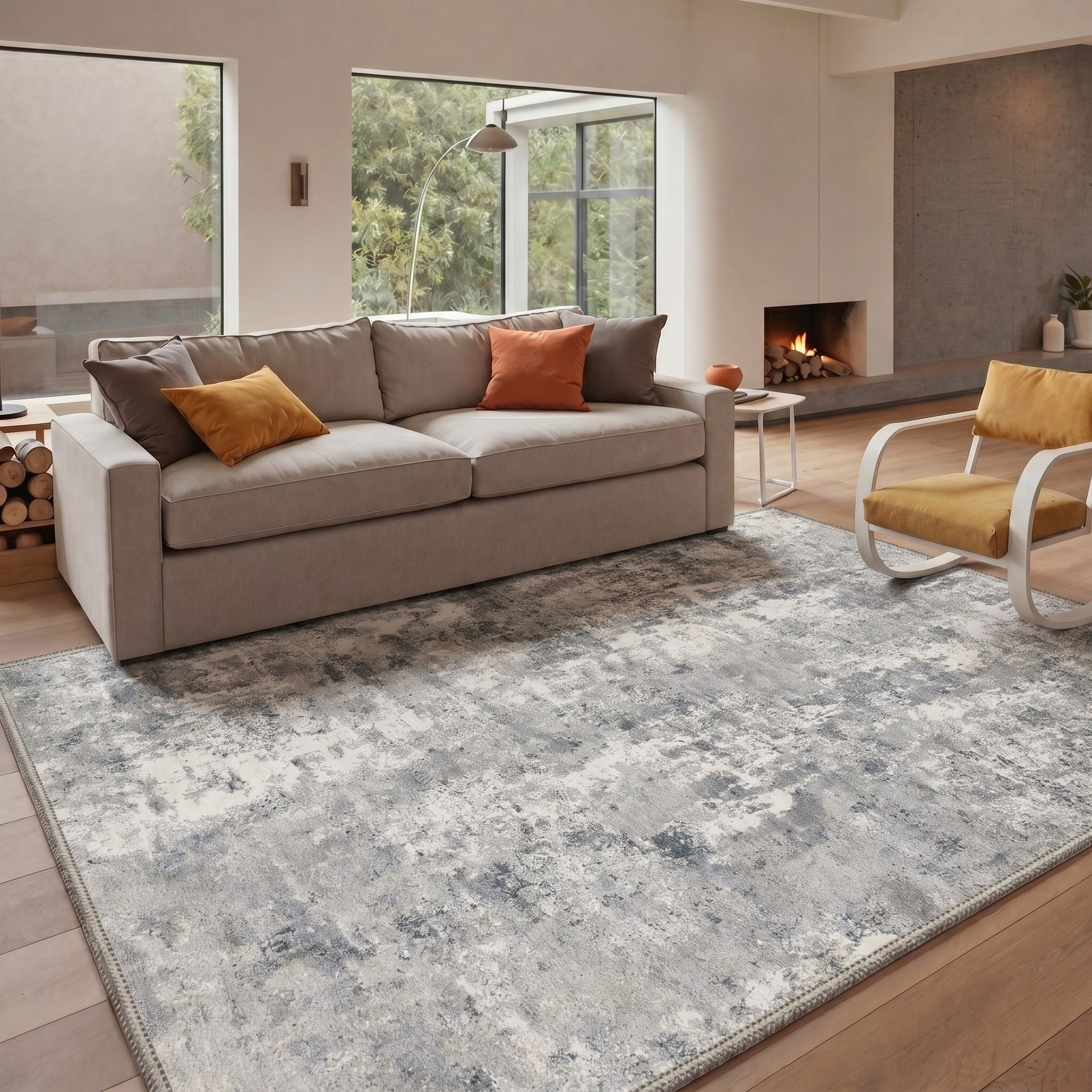GENIMO 8'x10' Area Rug for Living Room, Washable Non Slip Soft Abstract Rug for Bedroom Dining Room Home Office, Dusty Gray