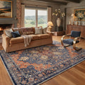 GENIMO 8'x10' Area Rug for Living Room, Washable Non Slip Soft Vintage Persian Rug for Bedroom Dining Room Home Office, Navy Terracotta
