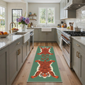 GENIMO 2'x7' Runner Rug, Washable Non Slip Soft Tiger Print Hallway Runner for Kitchen Entryway Laundry Room, Moss Terracotta