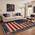 GENIMO 8'x10' Area Rug for Living Room, Washable Rug Non Slip Soft Vintage Americana Field Rug for Bedroom Dining Room Home Office, Vintage Americana