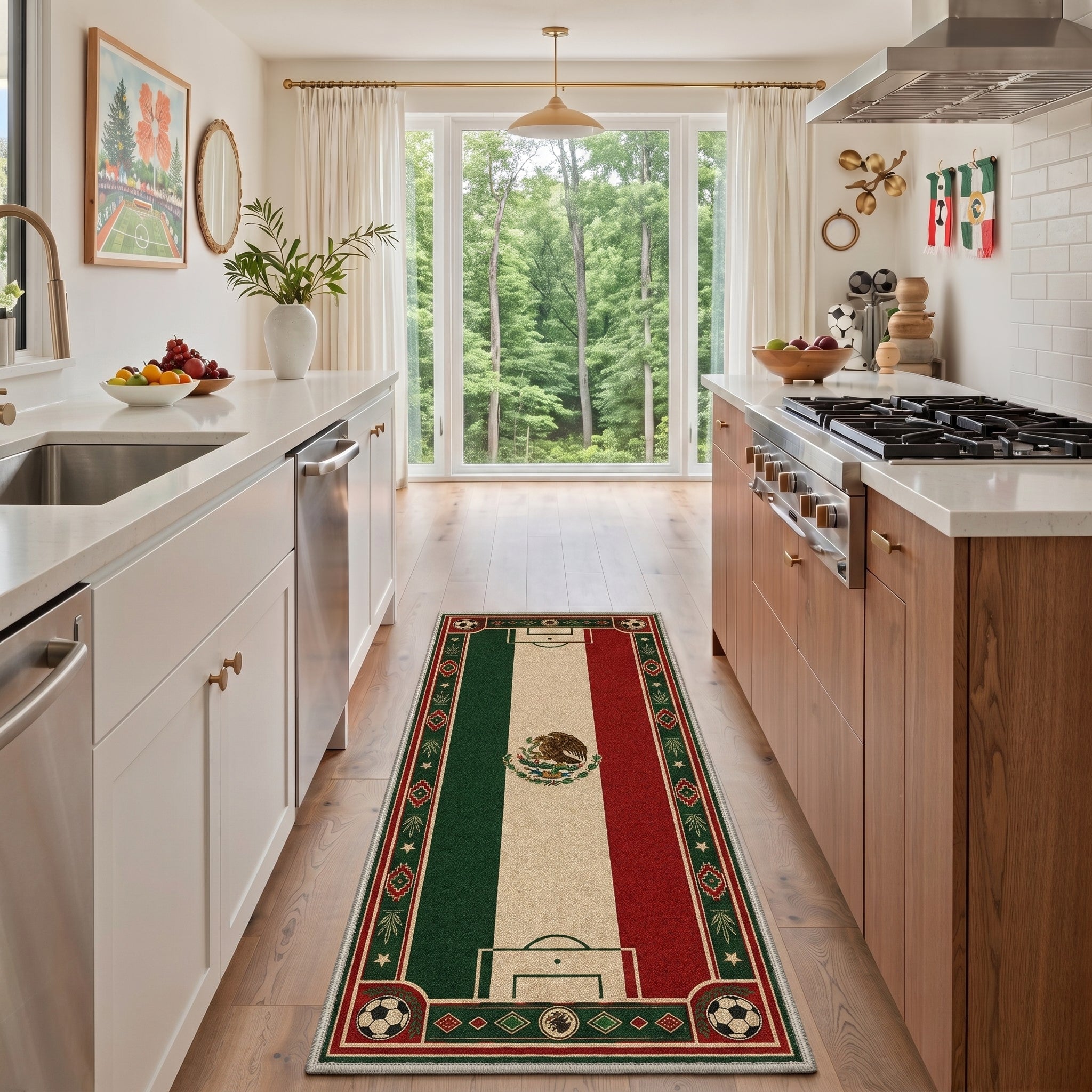 GENIMO 2'x7' Runner Rug, Washable Rug Non Slip Soft Soccer Crest Vintage Tricolor Hallway Runner for Kitchen Entryway Laundry Room, Vintage Tricolor
