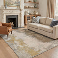 GENIMO 5'x7' Area Rug for Living Room, Washable Non Slip Soft Abstract Rug for Bedroom Dining Room Home Office, Golden Beige