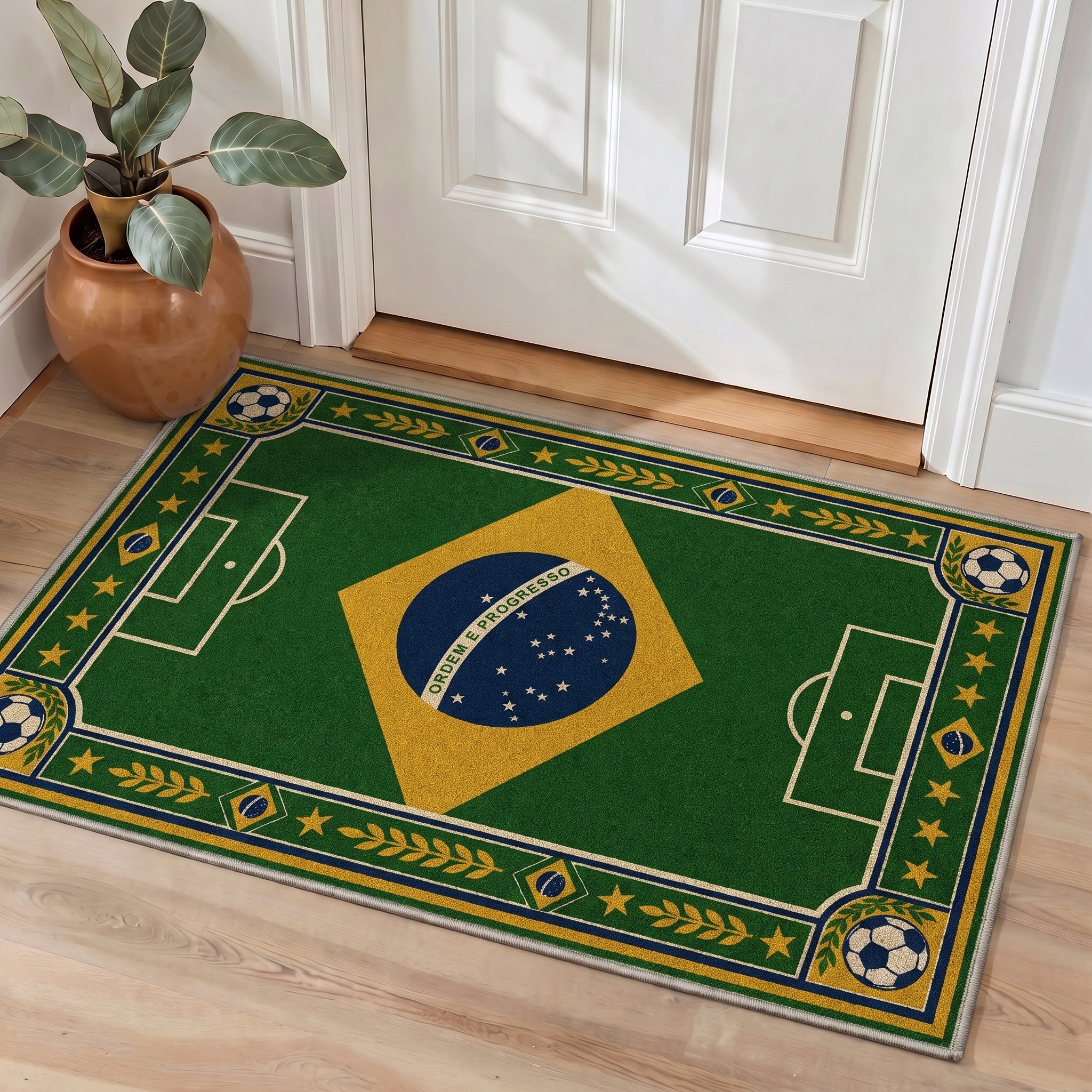 GENIMO 2'x3' Area Rug, Washable Rug Non Slip Soft Amazon Green Soccer Field Indoor Door Mat for Entryway Kitchen Laundry Bathroom, Amazon Green