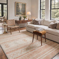 GENIMO 5'x7' Area Rug for Living Room, Washable Non Slip Soft Boho Geometric Rug for Bedroom Dining Room Home Office, Terracotta Cream