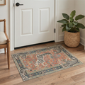 GENIMO 2'x3' Area Rug, Washable Non Slip Soft Zebra Print Indoor Door Mat for Entryway Kitchen Laundry Room, Rust Red