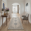 GENIMO 2'x7' Runner Rug, Washable Non Slip Soft Floral Hallway Runner for Kitchen Entryway Laundry Room, Dusty Blue Beige
