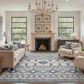 GENIMO 8'x10' Area Rug for Living Room, Washable Non Slip Soft Boho Geometric Rug for Bedroom Dining Room Home Office, Beige Navy
