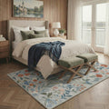 GENIMO 8'x10' Area Rug for Living Room, Washable Non Slip Soft Floral Rug for Bedroom Dining Room Home Office, Dusty Blue