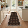 GENIMO 2'x7' Runner Rug, Washable Non Slip Soft Vintage Floral Hallway Runner for Kitchen Entryway Laundry Room, Deep Mocha